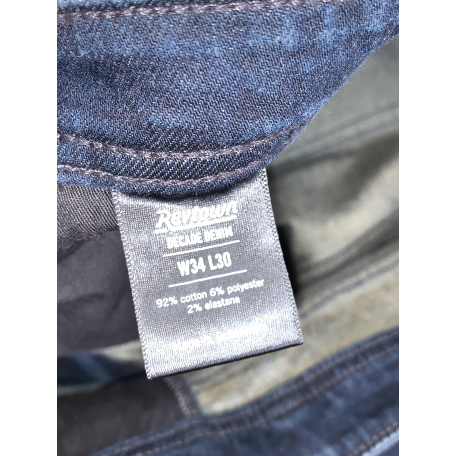 Denime Revtown Jeans Mens 31x31 Denim Blue Dark Wash Regular Tapered 31 Inseam Comfort Pockets Stretch Vintage No #8754 Size US 31 - 5 Thumbnail