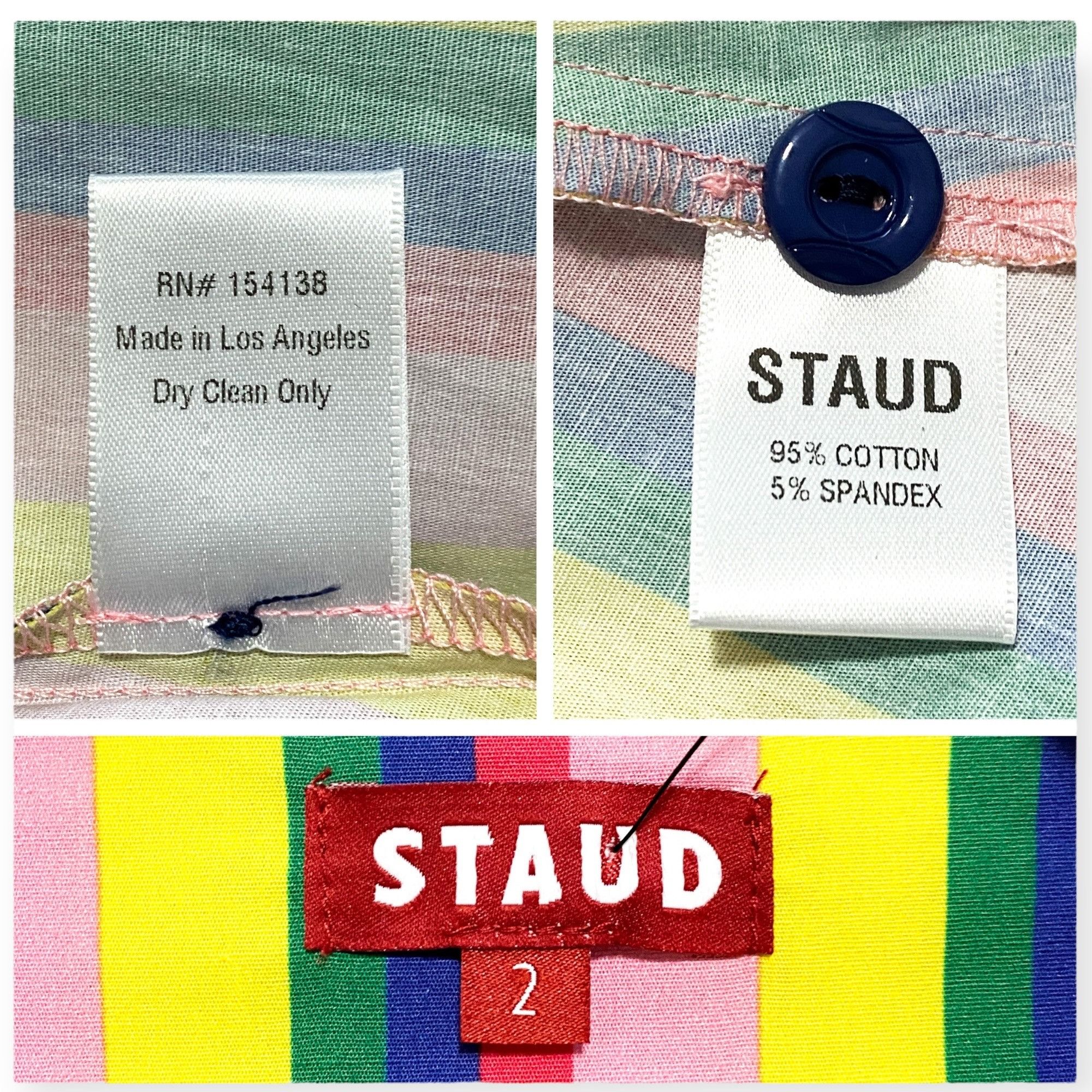 Staud STAUD Alice Multicolor Stripe Knotted Poplin Midi Dress Size Size XS / US 0-2 / IT 36-38 - 3 Thumbnail