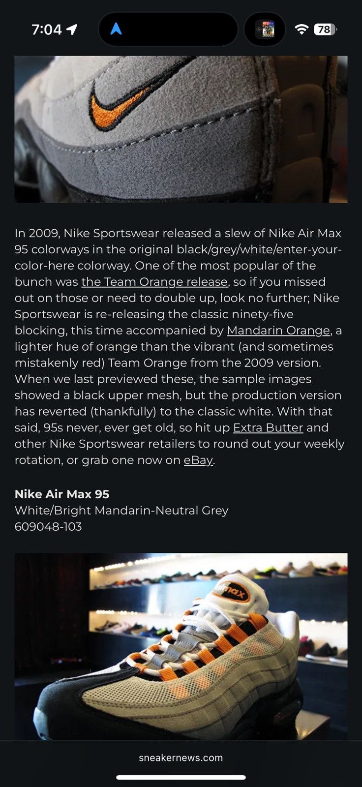 Nike S/S 2011 Nike Air Max 95 "Bright Mandarin" Size US 9.5 / EU 42-43 - 8 Thumbnail