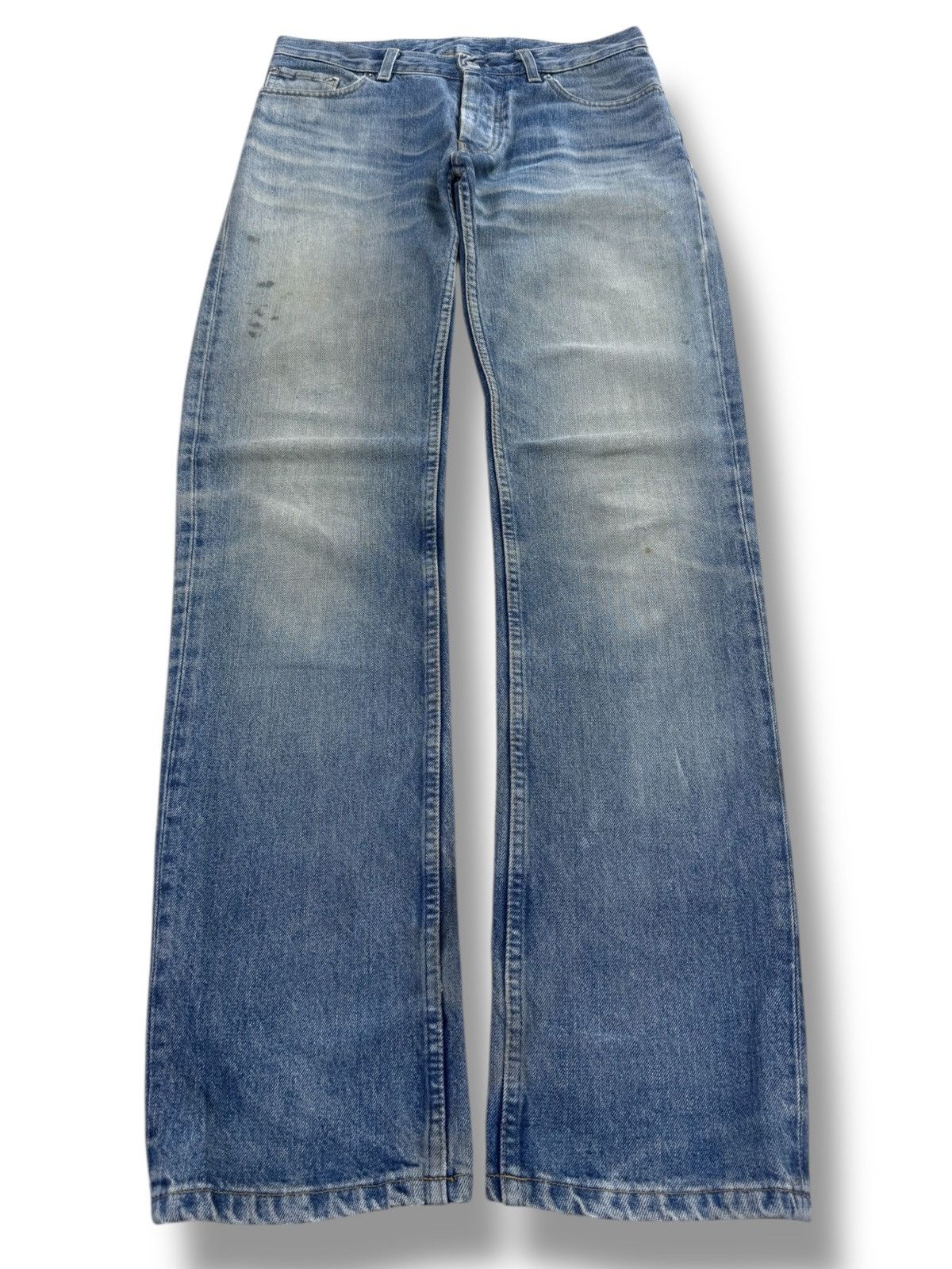 Helmut Lang Vintage Faded Whiskered Straight Leg Jeans