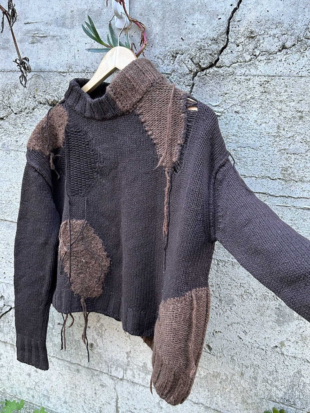 RARE GRAIL Acne Studios asymmetrical raw patched sweater