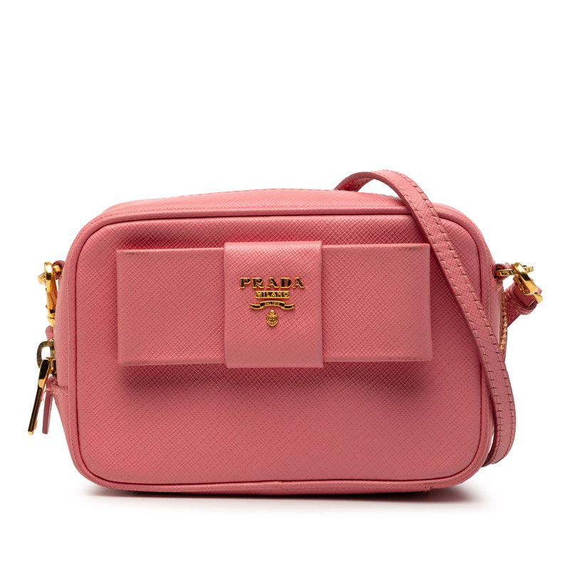 Prada Prada Saffiano Mini Shoulder Bag Leather Crossbody Bag Duty Free For Usa in Pink, Women's