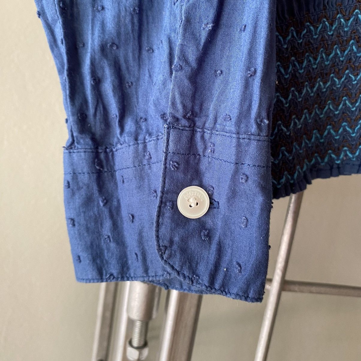 Ne-Net Ne-Net Blue Textured Long Sleeve Blouse Size XS / US 0-2 / IT 36-38 - 8 Thumbnail