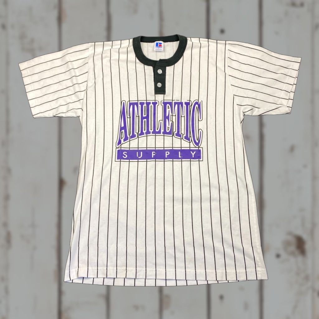 Russell Athletic VINTAGE Russell Athletic Referee T Shirt L Unisex Adults White 80s 90s Sports Striped Size US L / EU 52-54 / 3 - 1 Thumbnail