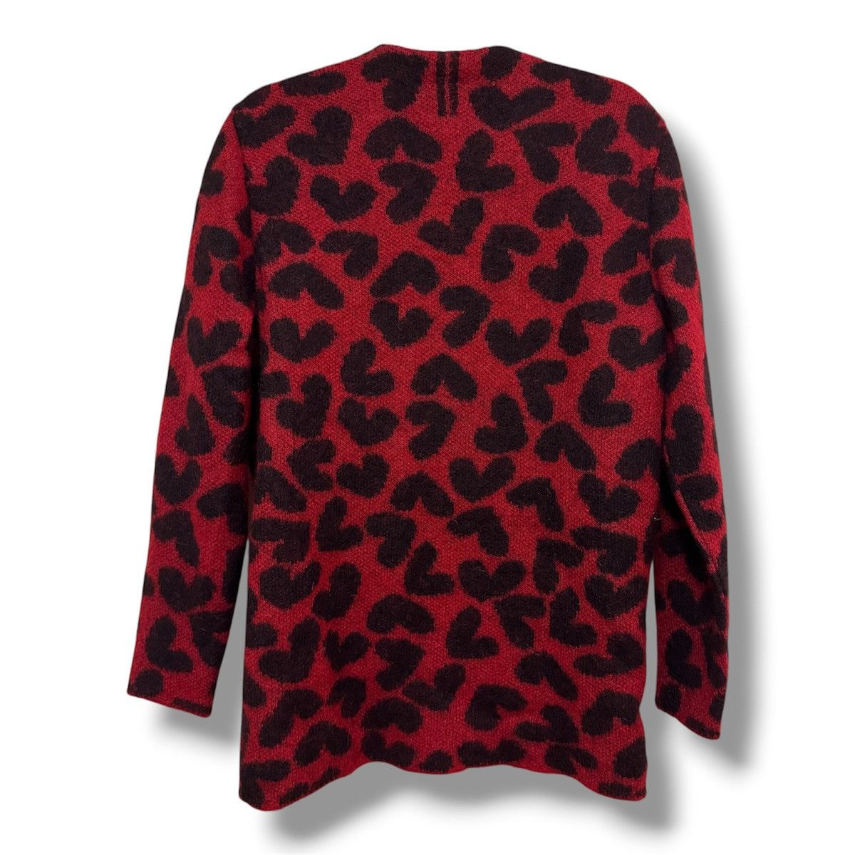 Saint Laurent Paris Saint Laurent Paris Red & Black Leopard Heart Print Wool Moh Size M / US 6-8 / IT 42-44 - 3 Thumbnail