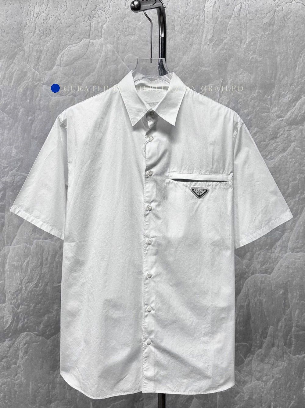 Prada Logo Patch Short Sleeve Shirt in White Size US M / EU 48-50 / 2 - 1 Thumbnail
