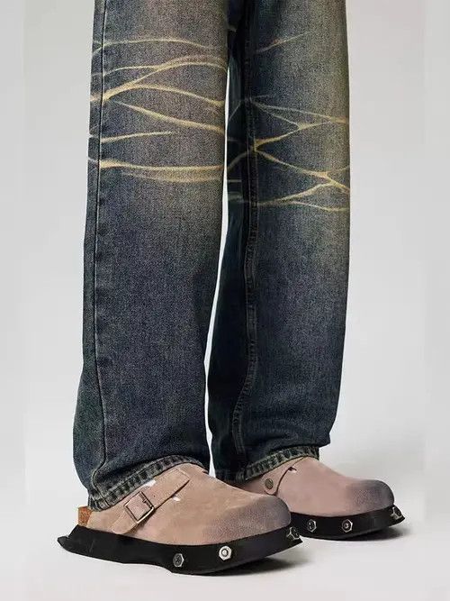 VIBE Vintage street striped washed and faded loose jeans Size US 36 / EU 52 - 6 Thumbnail