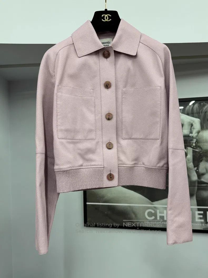 Hermes Hermes Pink Deer Skin Jacket Size XXS / US 00 / IT 34 - 1 Thumbnail