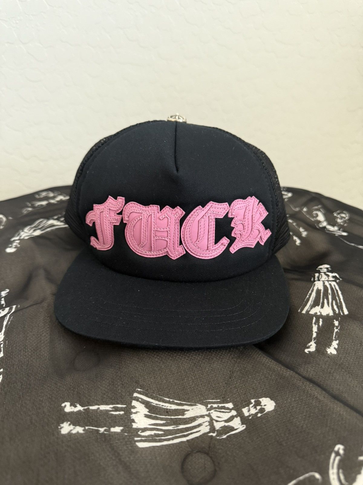 Chrome Hearts FUCK LEATHER PINK PATCH TRUCKER Size ONE SIZE - 2 Thumbnail
