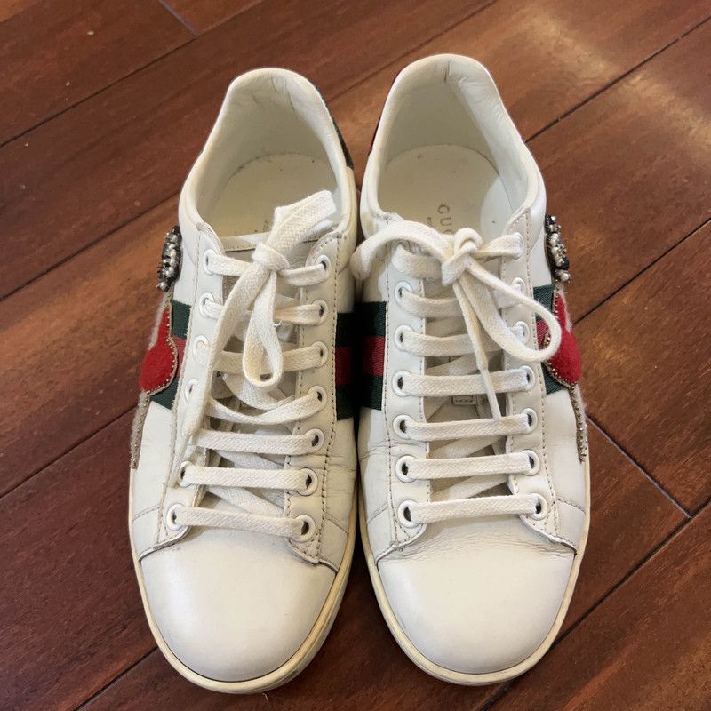 Gucci Gucci ACE Heart Leather Low-Top Sneakers -2508 Size US 5 / IT 35 - 2 Thumbnail