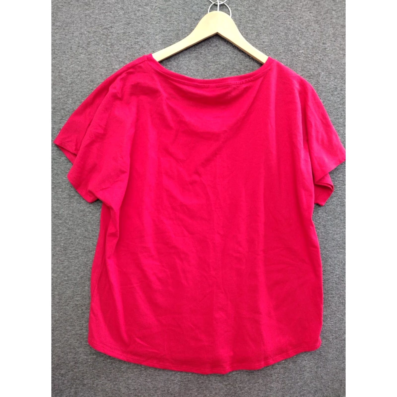 IDEA Ideal T-Shirt Women’s XXL Red Short Sleeve Round Neck Cotton Blend Jersey Basic Solid Casual Womens Size XXL / US 16-18 / IT 52-54 - 2 Thumbnail