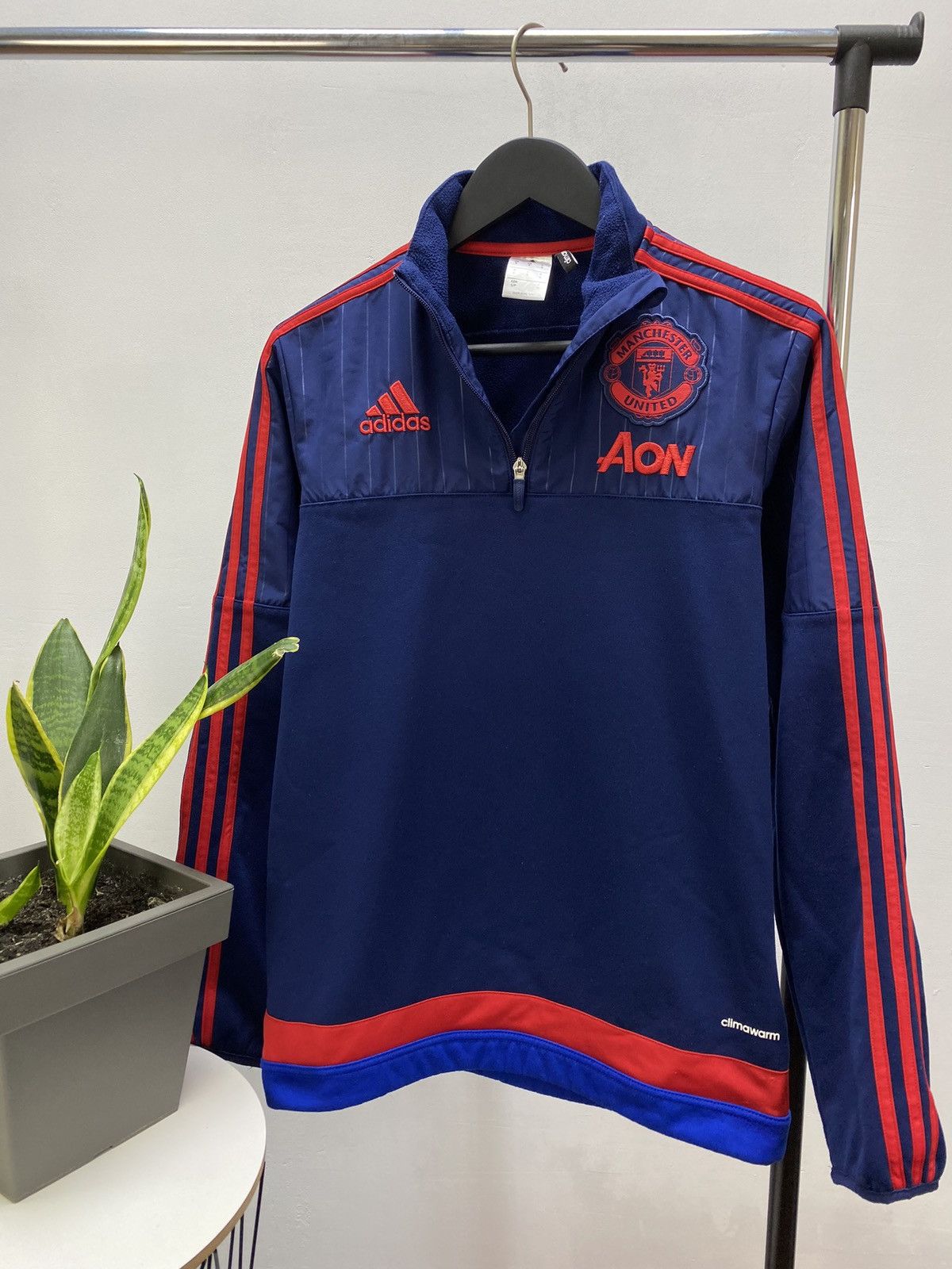 Adidas Manchester United 2015 2016 Training 1/4 Zip Top Jacket Size US S / EU 44-46 / 1 - 1 Thumbnail