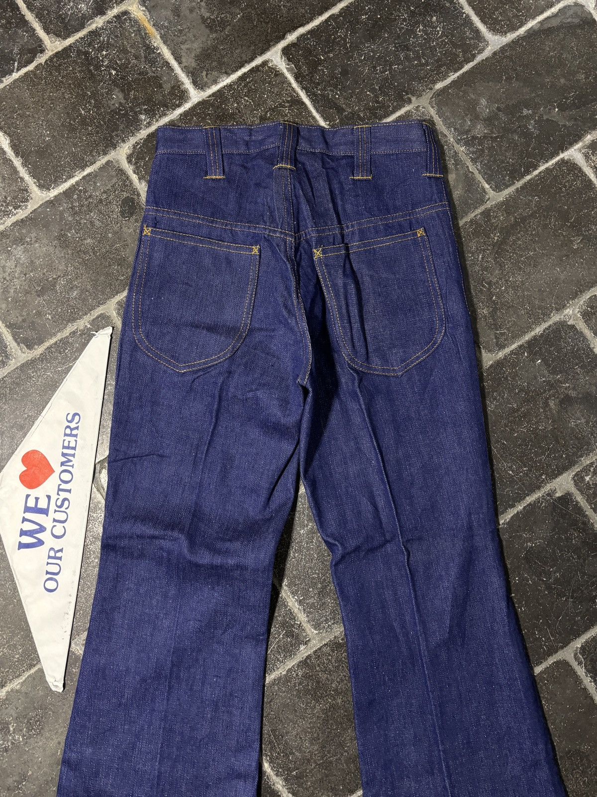 Vintage 1970s Flared Jeans Vintage Dark Wash Golden Horse Bell Botto Size 26" / US 2 / IT 38 - 5 Thumbnail