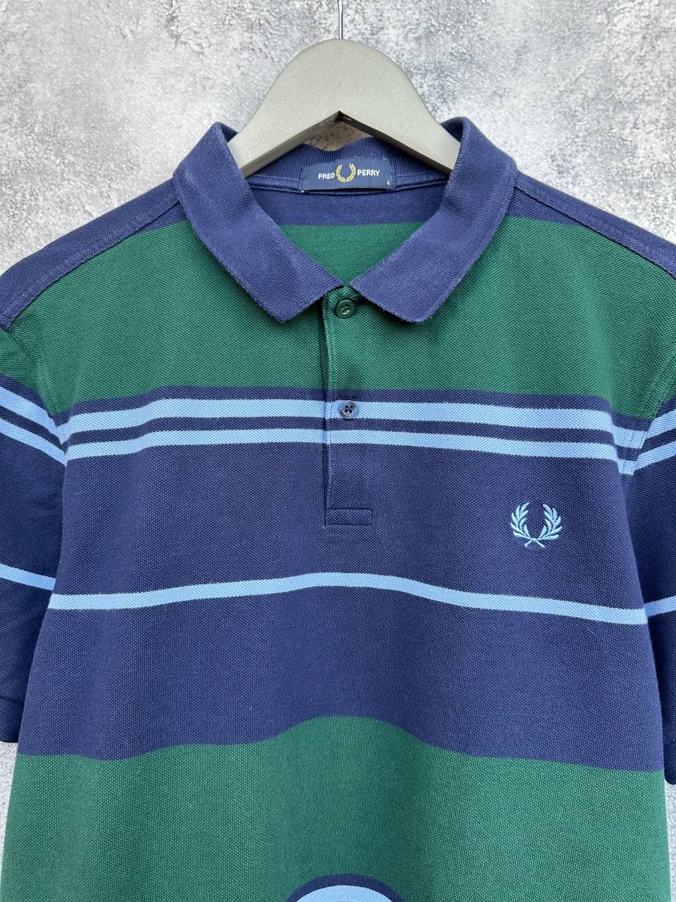 Fred Perry Fred Perry Striped Polo Shirt Navy / Green Cotton M8537 Size US L / EU 52-54 / 3 - 4 Thumbnail