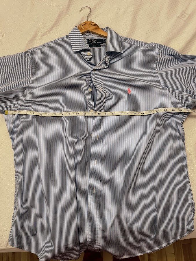 Polo Ralph Lauren Vintage Polo Ralph Lauren Blue Striped Shirt Size 17 34/35 Size US XL / EU 56 / 4 - 7 Thumbnail