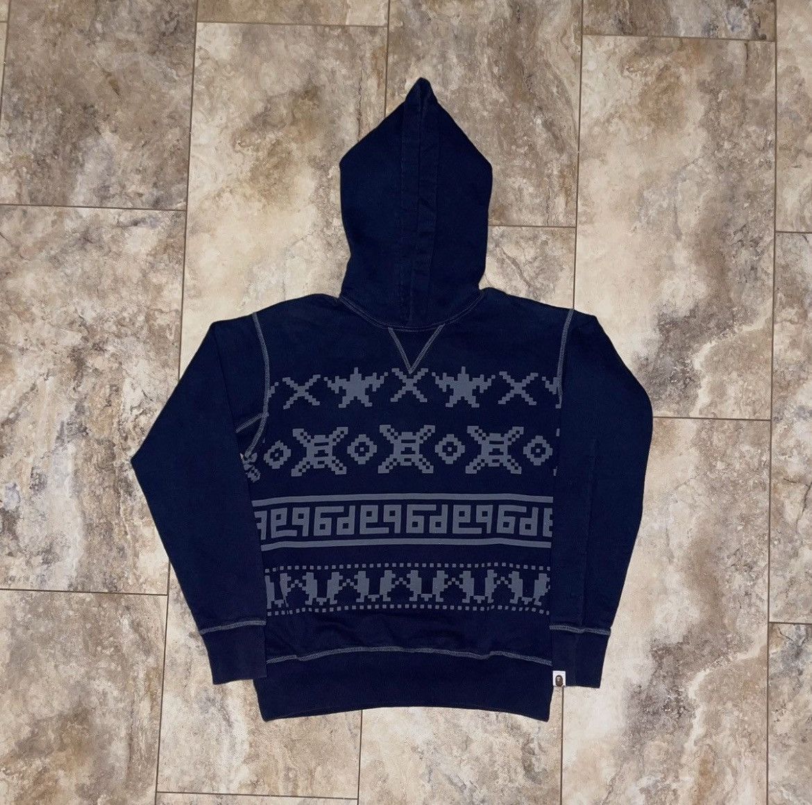 Bape Bape A Bathing Ape Classics Aztec Pullover Hoodie Navy M Size US M / EU 48-50 / 2 - 1 Thumbnail