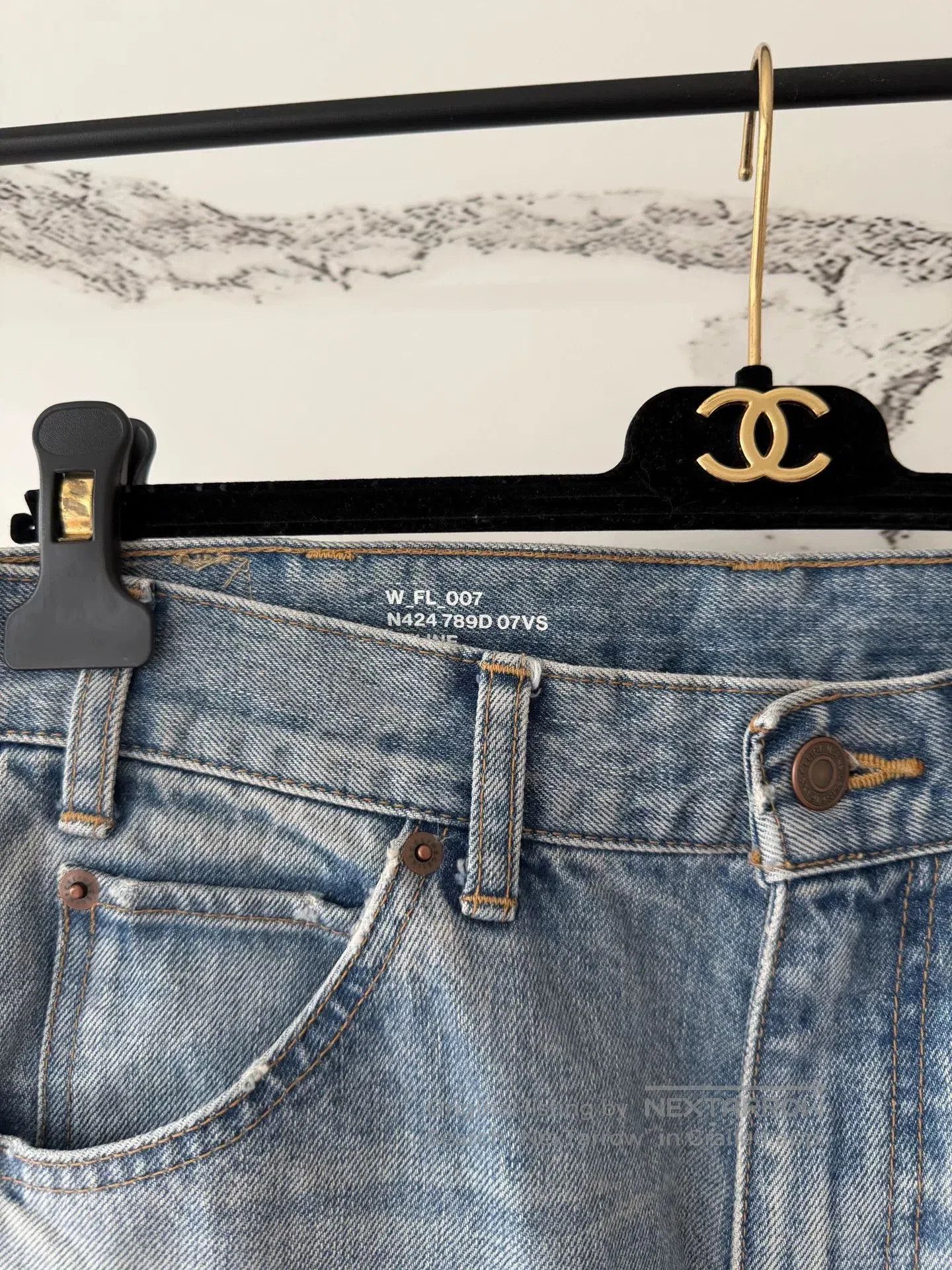 Celine light blue wash flared jeans. Size 29" - 2 Thumbnail