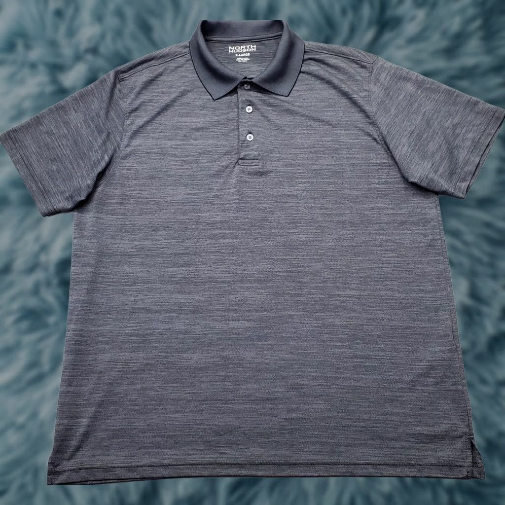 Hudson North Hudson Polo Shirt Mens XL Gray Space Dye Short Sleeve Slit Button Collar Polo Shirt Size US XL / EU 56 / 4 - 1 Thumbnail