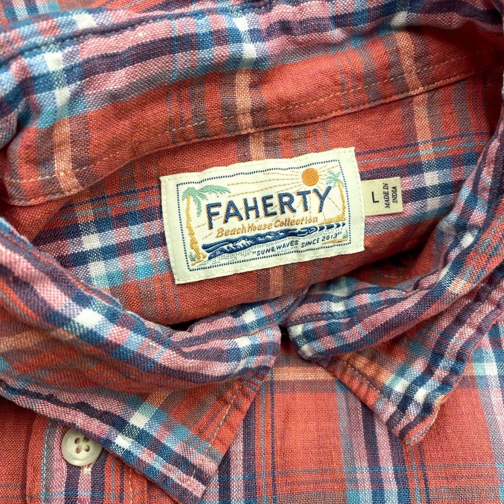 Faherty Faherty Mens L Button-Up Flannel Shirt Beach House Collection Preppy Multicolor Size US L / EU 52-54 / 3 - 4 Thumbnail