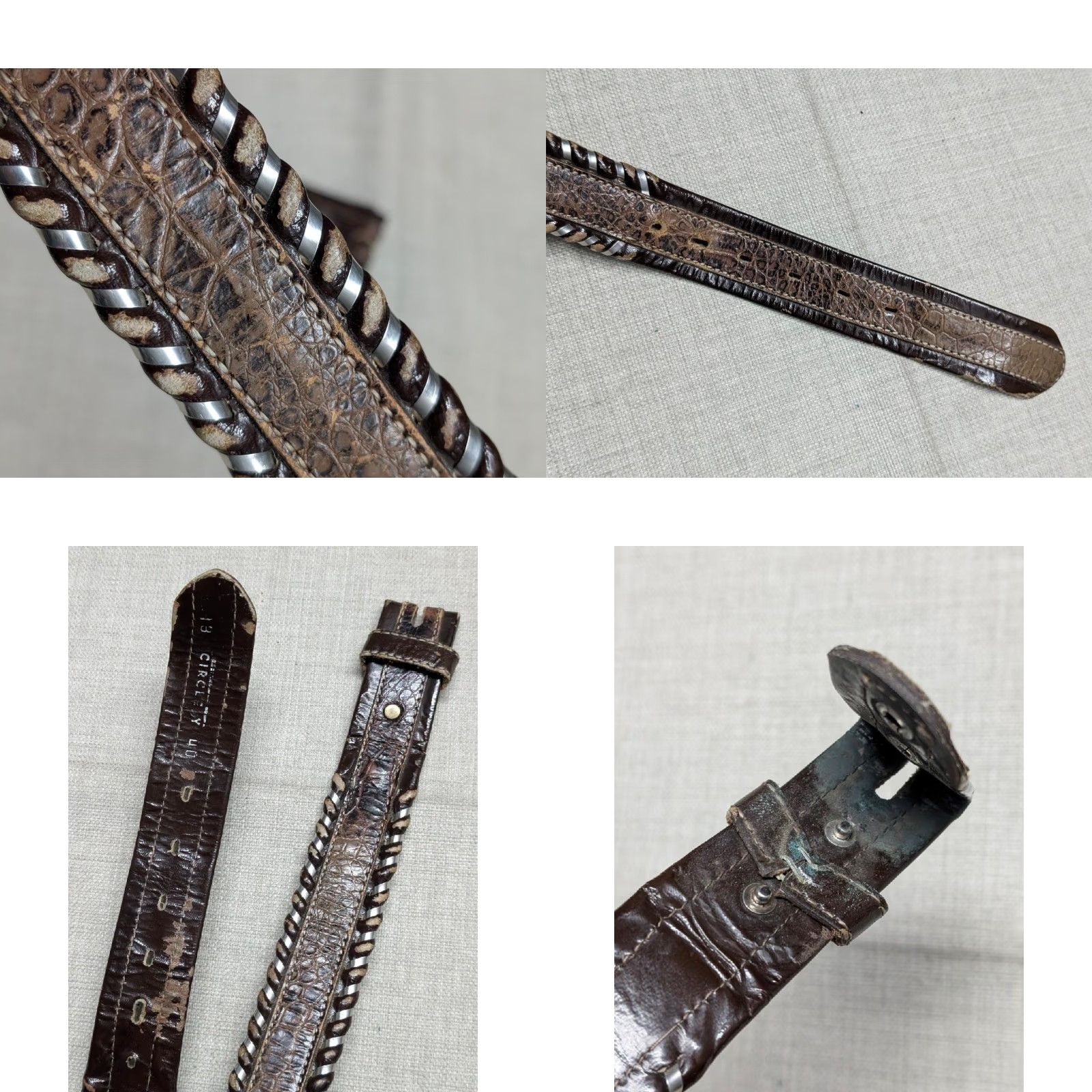 Vintage VINTAGE Circle Y belt Western Men 38 Brown Cowhide Leather Alligator Embossed Buckle Western Belt Mens Size 38 - 8 Thumbnail