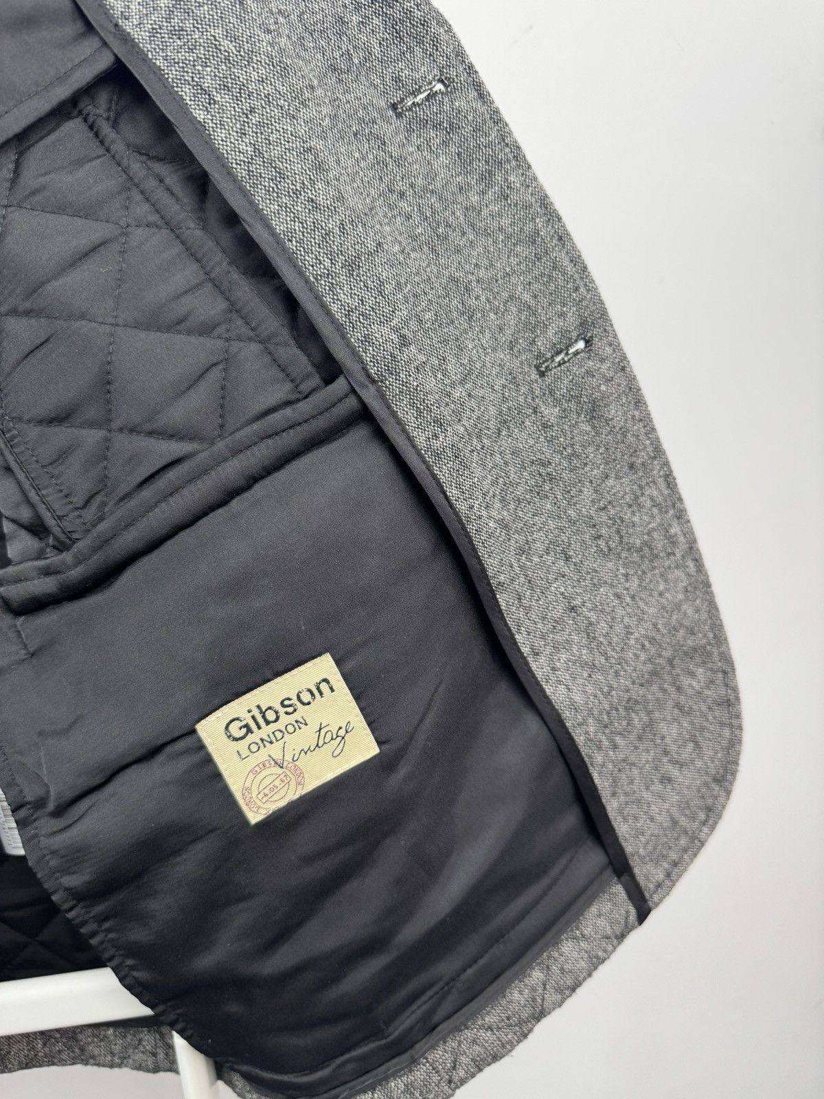 Vintage Gibson London Grey Donegal Quilted Jacket Size 52R - 3 Thumbnail