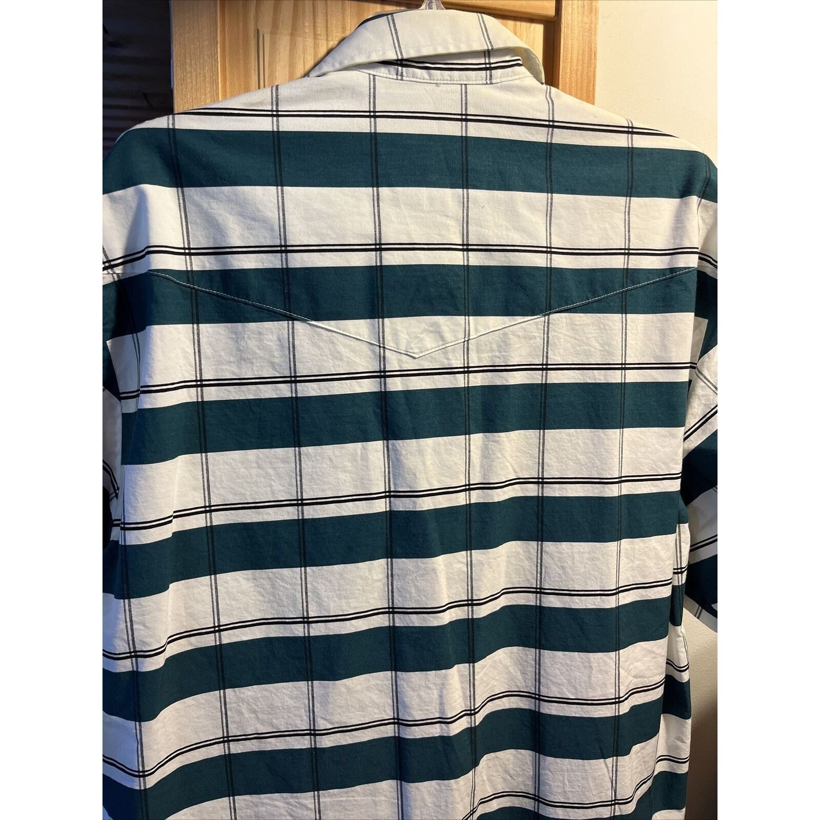 Roper Roper Men’s XL White Green Striped Pearl Snap Cotton Shirt Size US XL / EU 56 / 4 - 11 Thumbnail