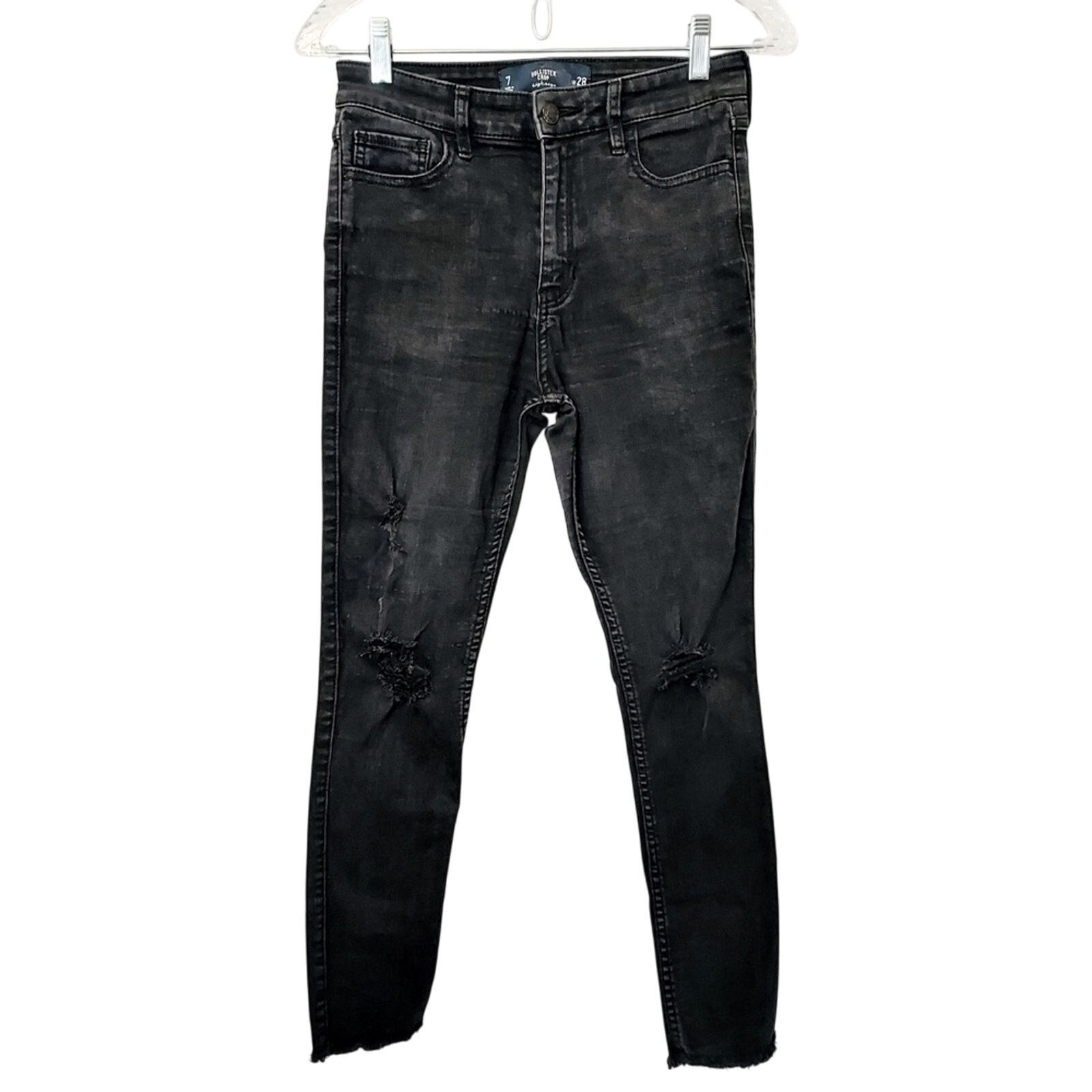 Hollister Hollister Crop High Rise Distressed Skinny Black Denim Jeans Size 28" / US 6 / IT 42 - 1 Thumbnail