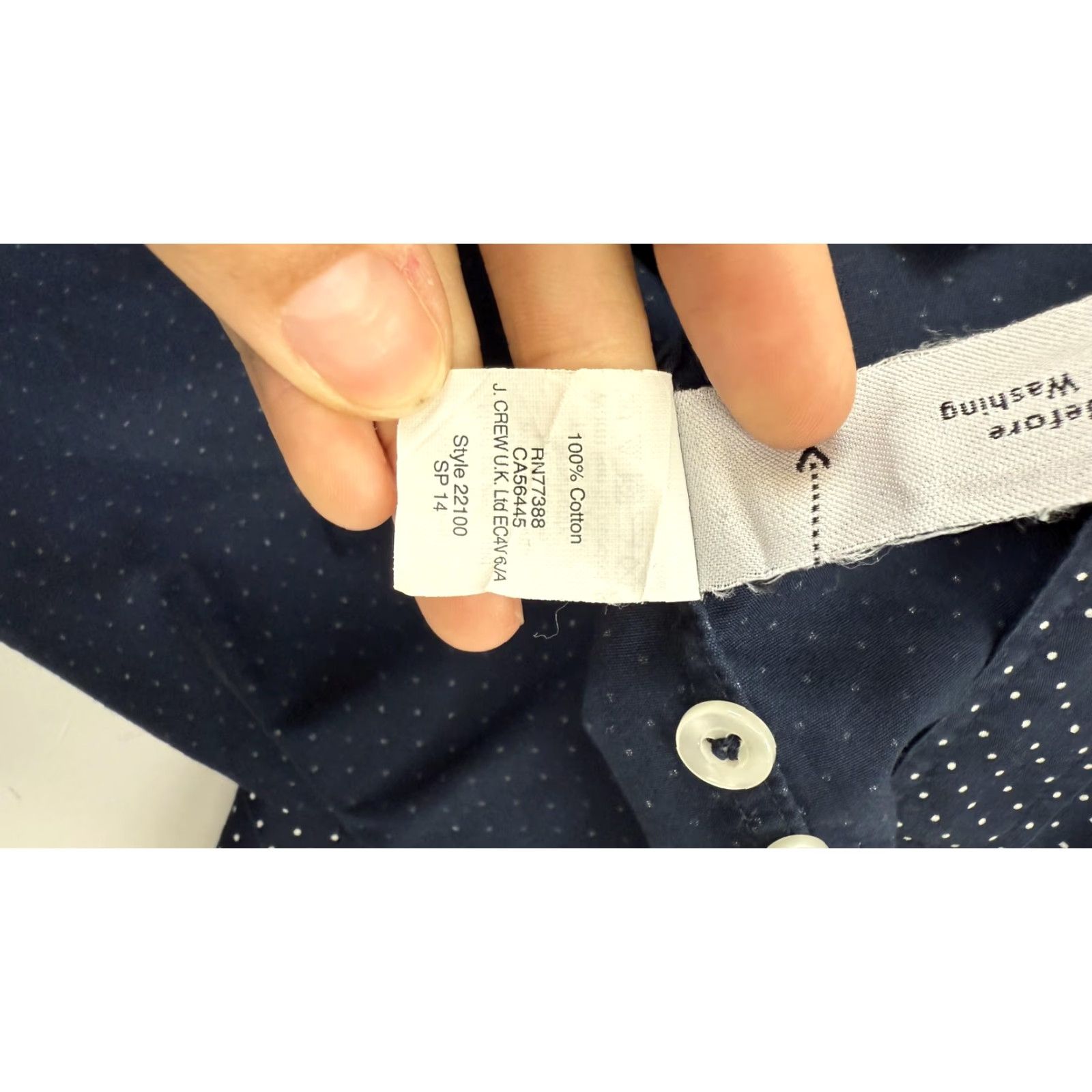 J.Crew VINTAGE J.CREW Shirt Mens Small Polka Dot Cotton Slim Fit Button-Up Blue White Classic 90s Men's Size US S / EU 44-46 / 1 - 4 Thumbnail