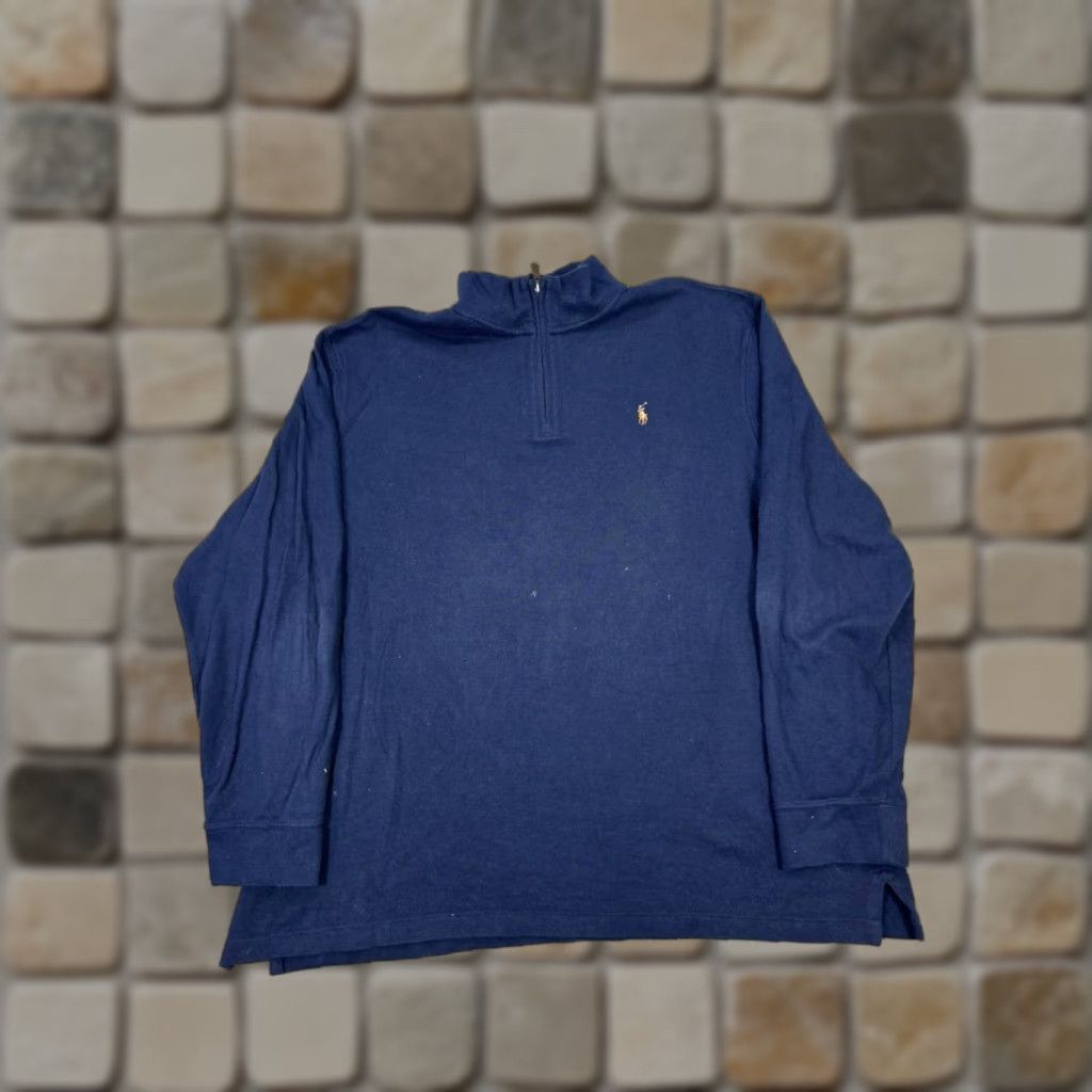 Polo Ralph Lauren Polo Ralph Lauren Sweater Mens 2XL Blue Cotton Quarter Zip Pullover Knit Mock Neck Logo Regular Size Type Sweater Size US XXL / EU 58 / 5 - 1 Thumbnail