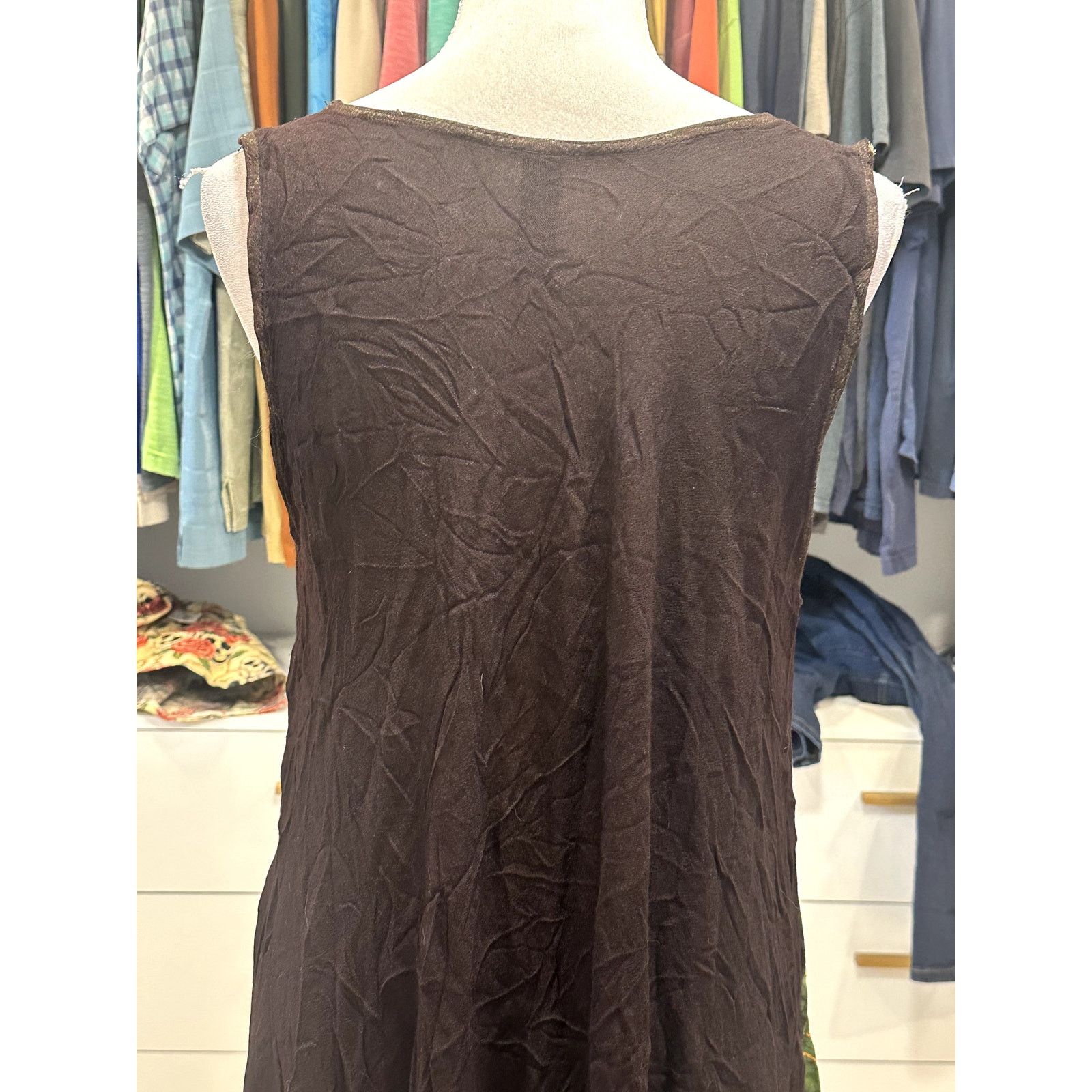 Sunflower Sunflower Sleevelss Tunic Dress Black Yellow OS Semi Sheer Size ONE SIZE - 5 Thumbnail