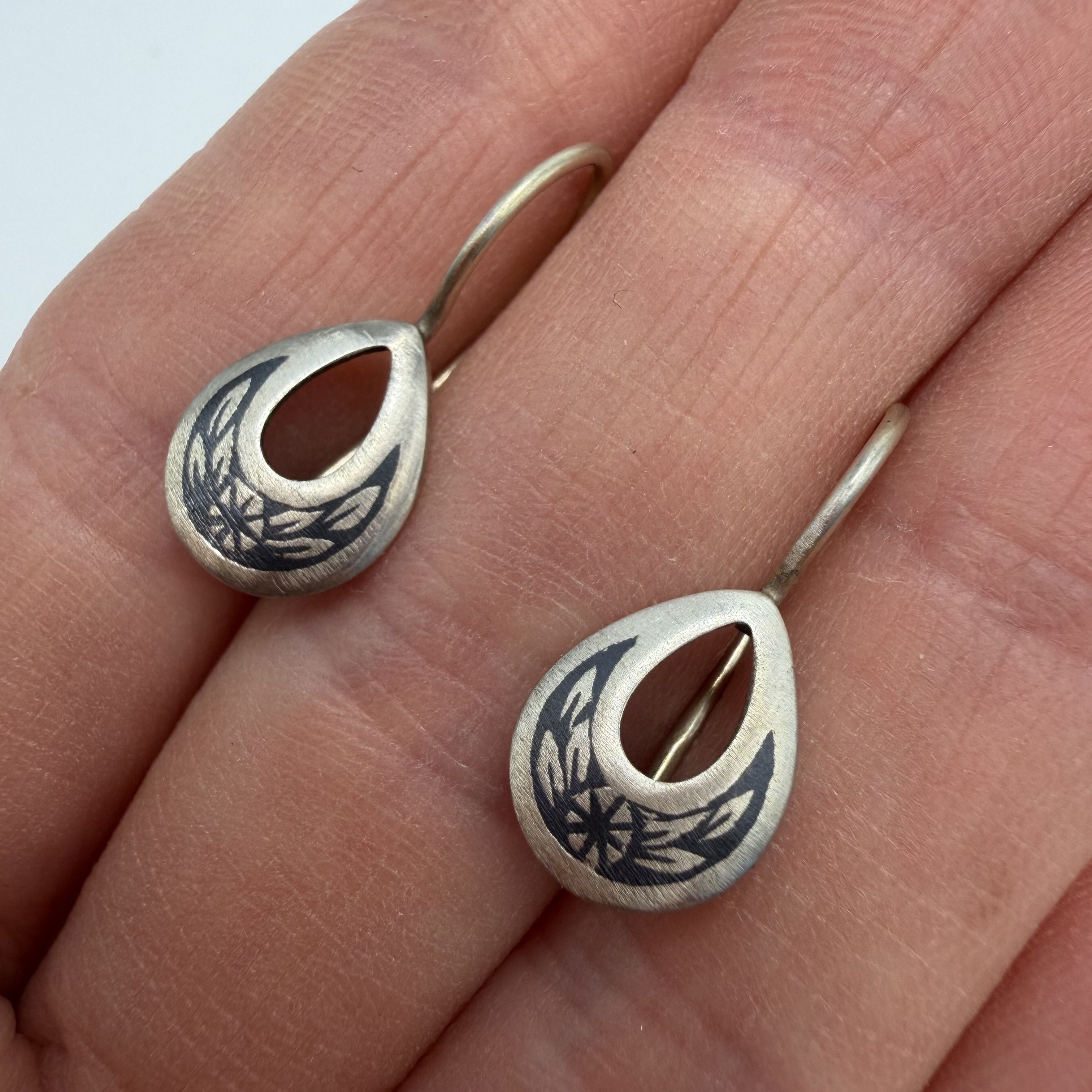Vintage Vintage Soviet 875 Silver Niello Drop Earrings Size ONE SIZE - 6 Thumbnail