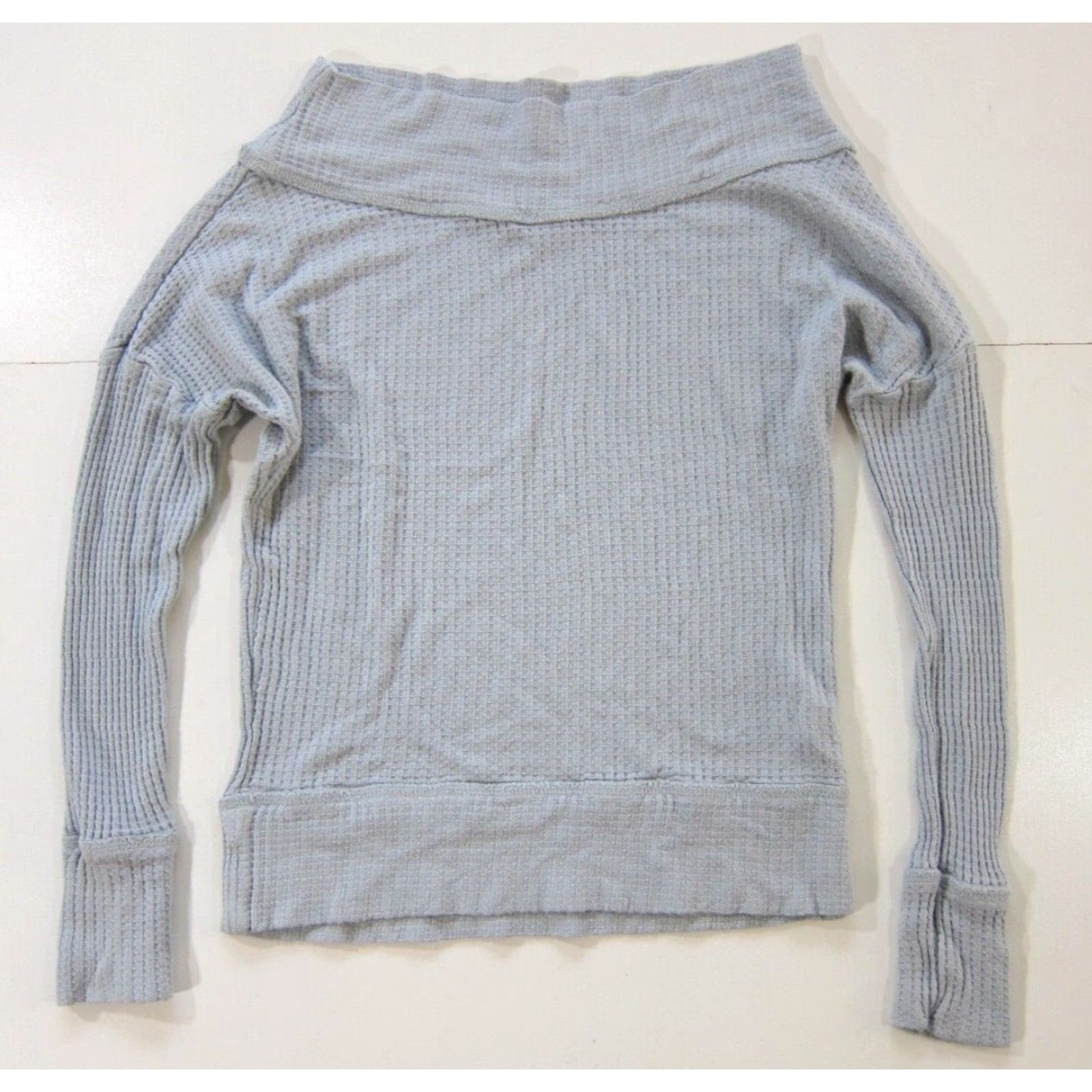 Lucky Brand Lucky Brand Blue Rayon Stretch Waffle Weave Scoop Neck Long Sleeve Shirt Small Size S / US 4 / IT 40 - 2 Thumbnail