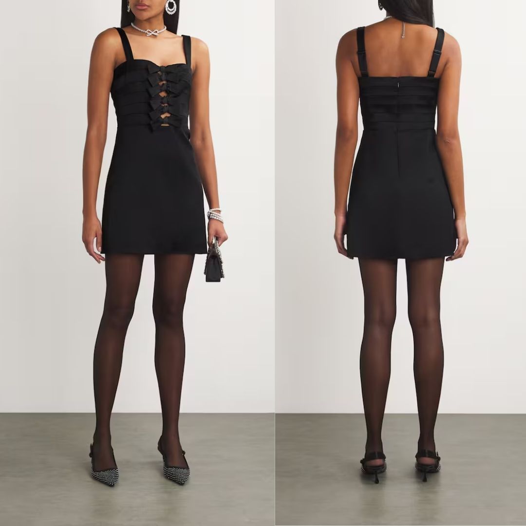 Veronica Beard VERONICA BEARD Kennedy Bow Black Satin Mini Dress Size M / US 6-8 / IT 42-44 - 2 Thumbnail