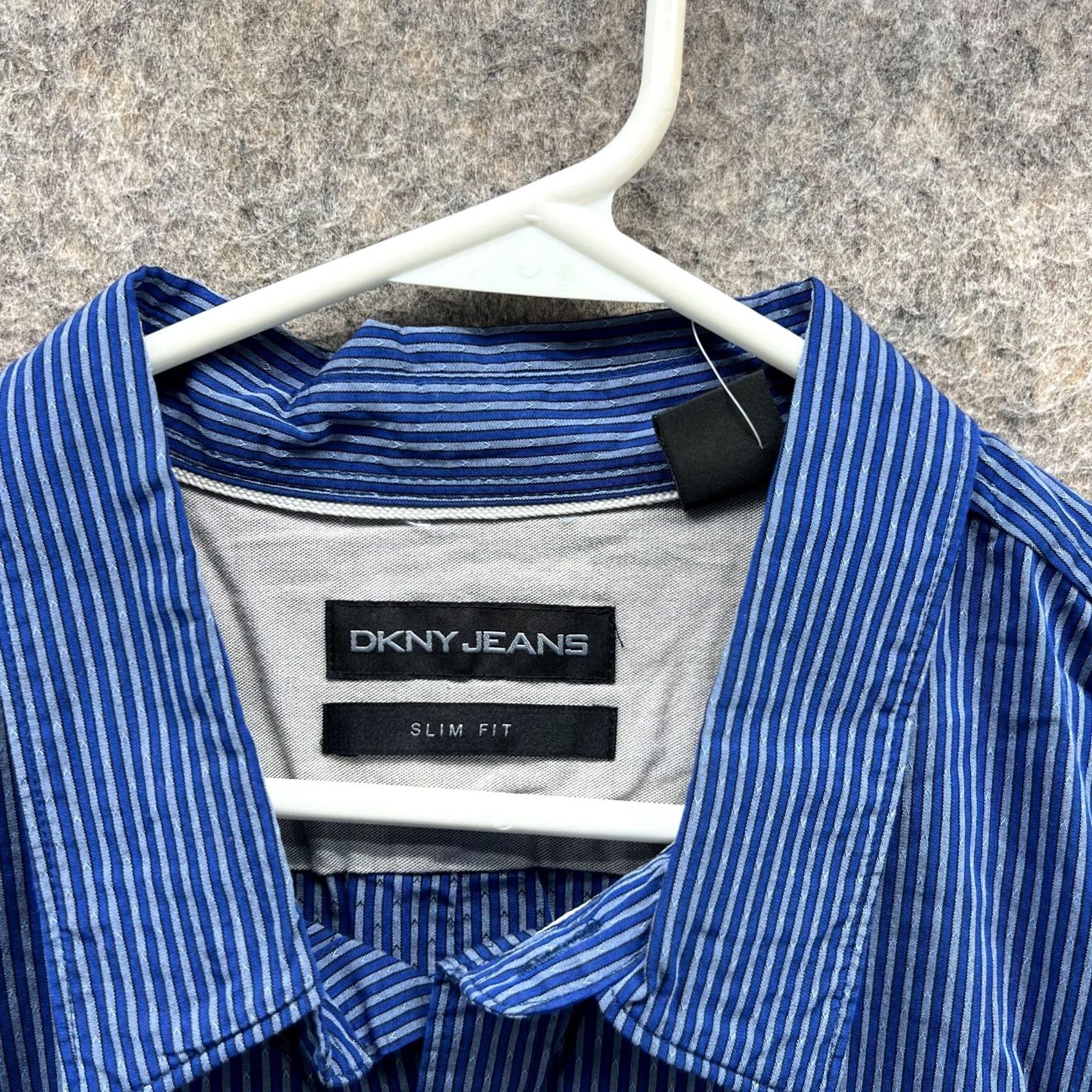 DKNY DKNY Shirt Men XL Blue Button-Down Striped Slim Fit Dress NEW Size 46R - 7 Thumbnail