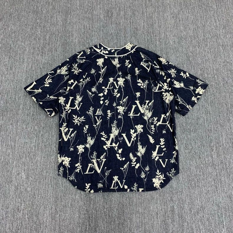 Louis Vuitton Dark Blue Floral Short Sleeve Shirt -2505 Size US L / EU 52-54 / 3 - 2 Thumbnail