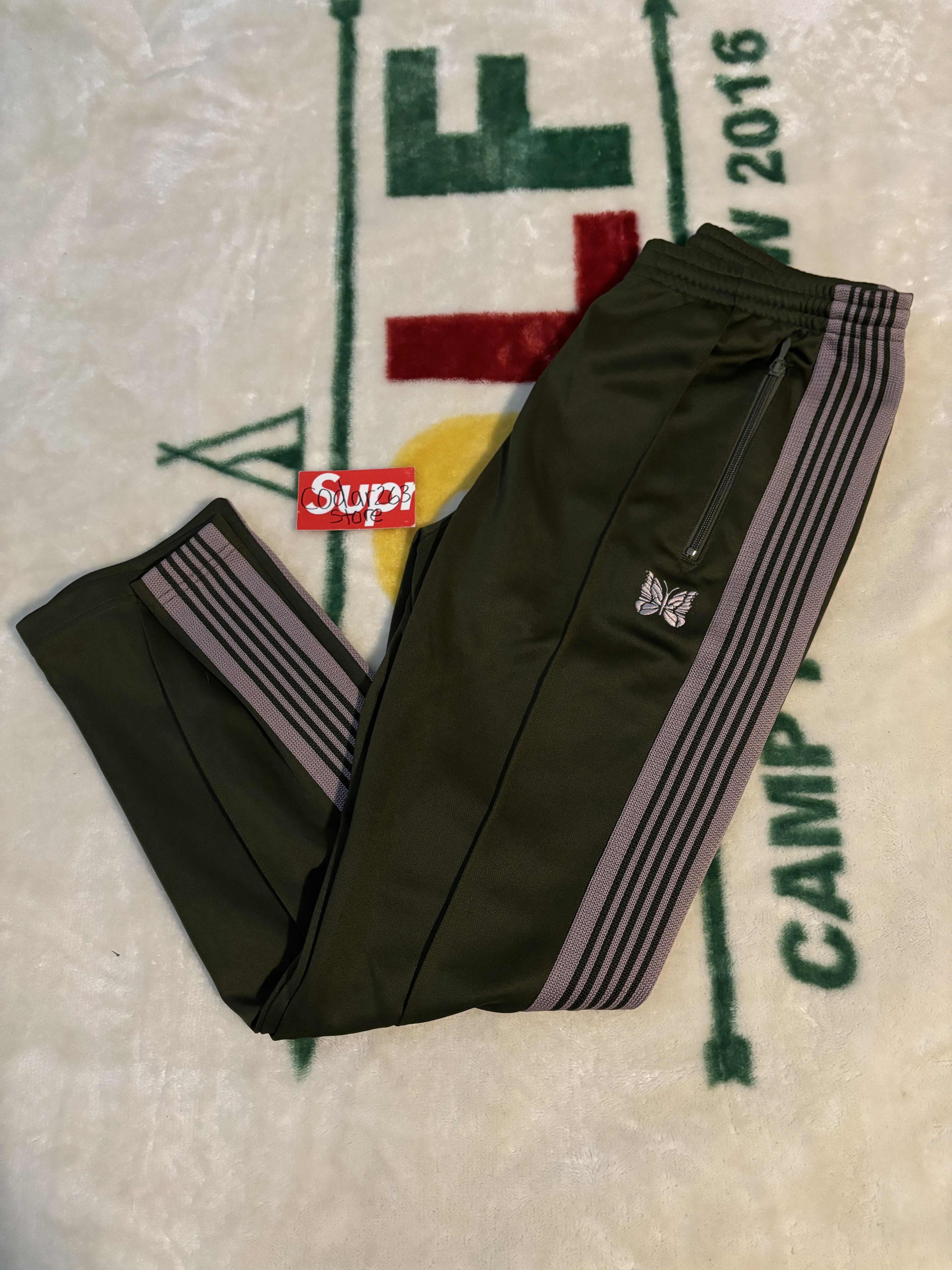 Needles Needles Poly Smooth Narrow Track Pants Olive Green Trackpant Size US 30 / EU 46 - 4 Thumbnail