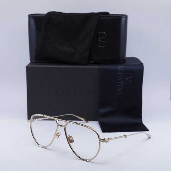 Valentino Valentino V-STUD-II VLX-133D Eyeglasses Brushed White Gold Size ONE SIZE - 10 Thumbnail
