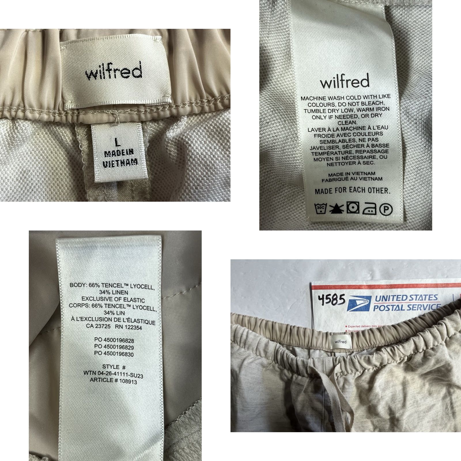 Vintage Wilfred Shorts Bermuda Women's L Tan Lightweight Drawstring Linen Blend Beige Size 36" / US 14 / IT 50 - 8 Thumbnail