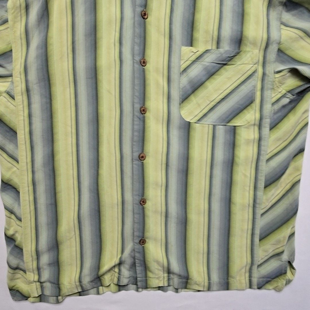 Tommy Bahama Tommy Bahama Striped Silk Shirt Green Blue Mens XL Button Up Size US XL / EU 56 / 4 - 3 Thumbnail