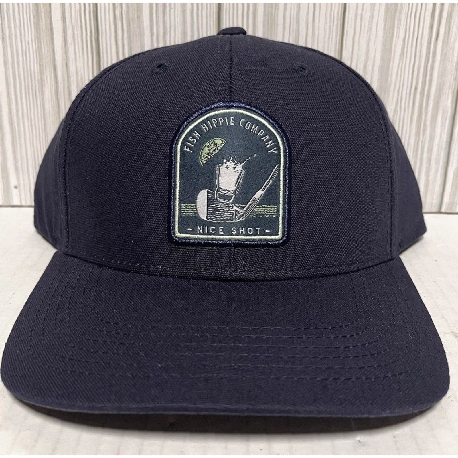 Vintage Fish Hippie Hat Cap Snap Back Navy Blue Nice Shot Cocktail New Golfer Mens One Size Cap Size ONE SIZE - 2 Thumbnail