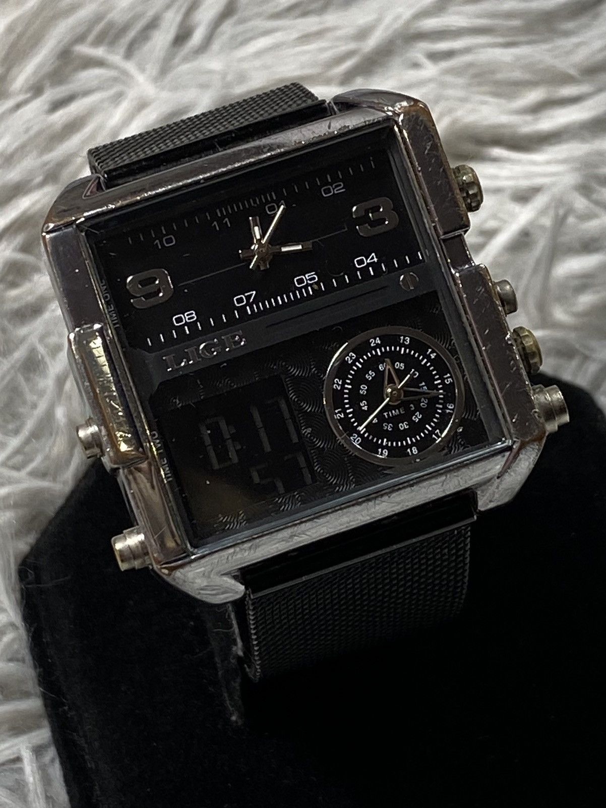 Japanese Brand Unique Square Multi-Dial Watch - Japanese Brand Size ONE SIZE - 6 Thumbnail