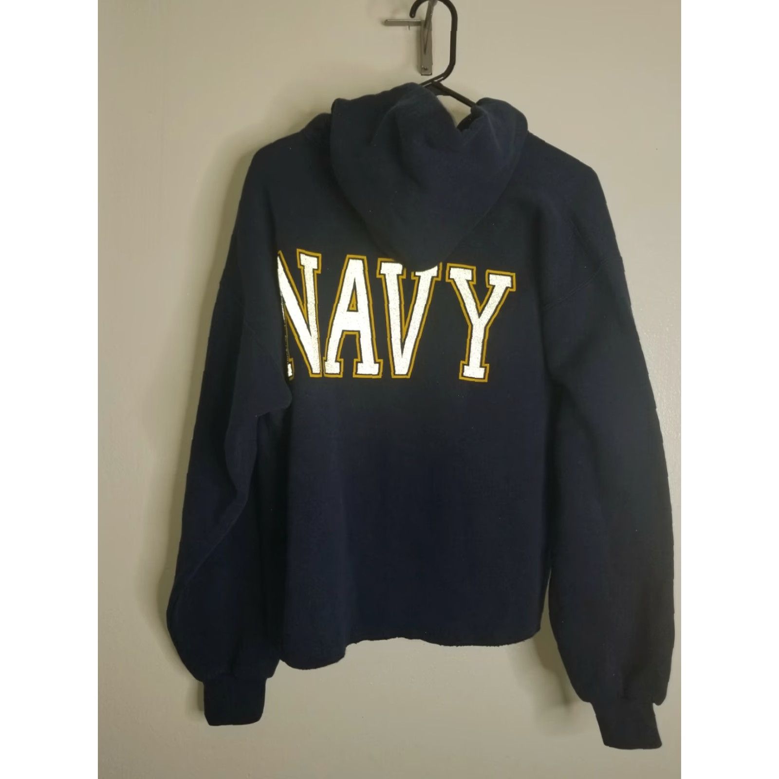 Soffe VINTAGE United States NAVY Hoodie Soffee Tag Made in USA Sz L Cropped Size US L / EU 52-54 / 3 - 3 Thumbnail