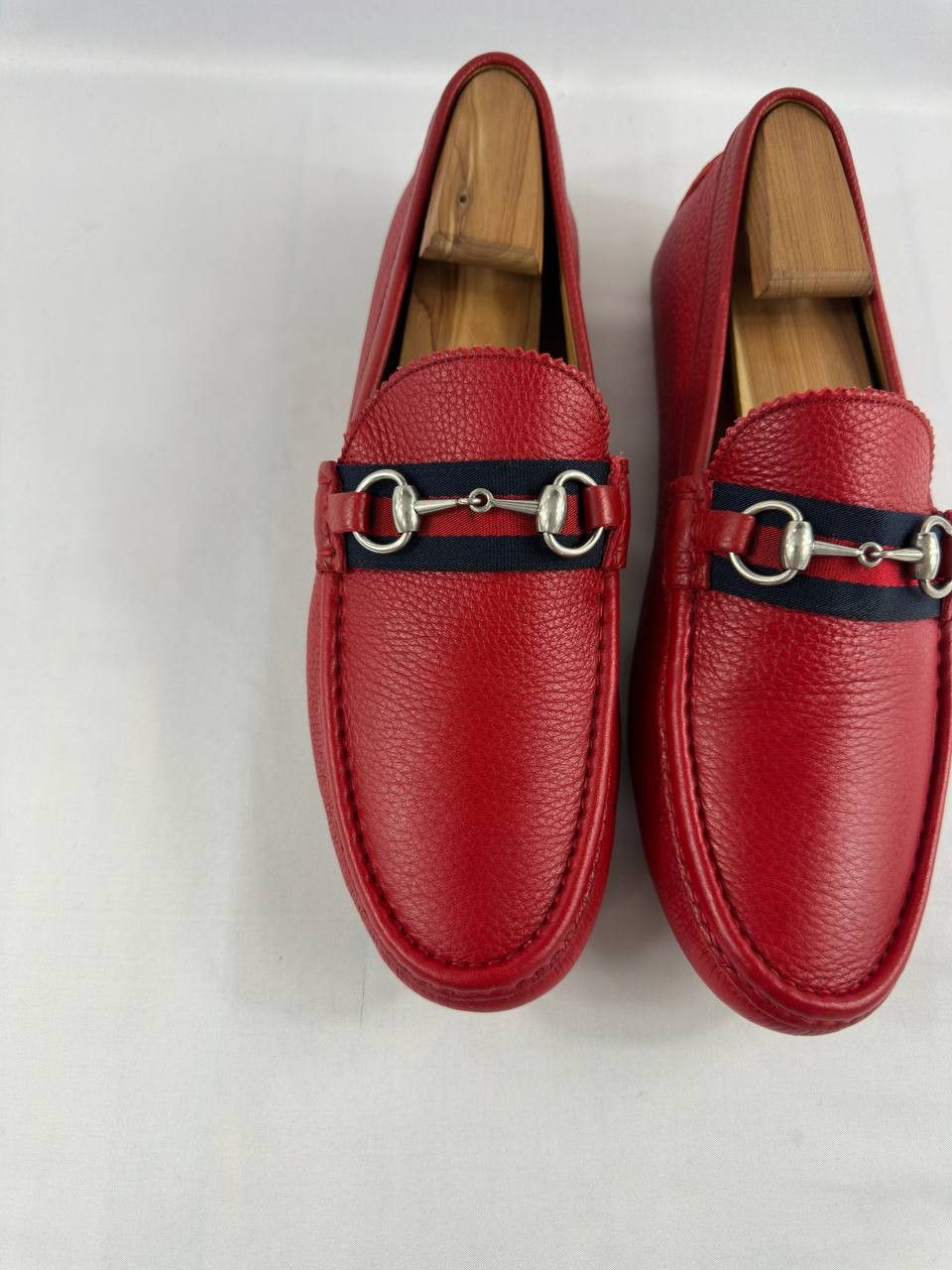 Gucci Gucci Red Leather Web Detail Horsebit Loafers Size US 10 / EU 43 - 6 Thumbnail