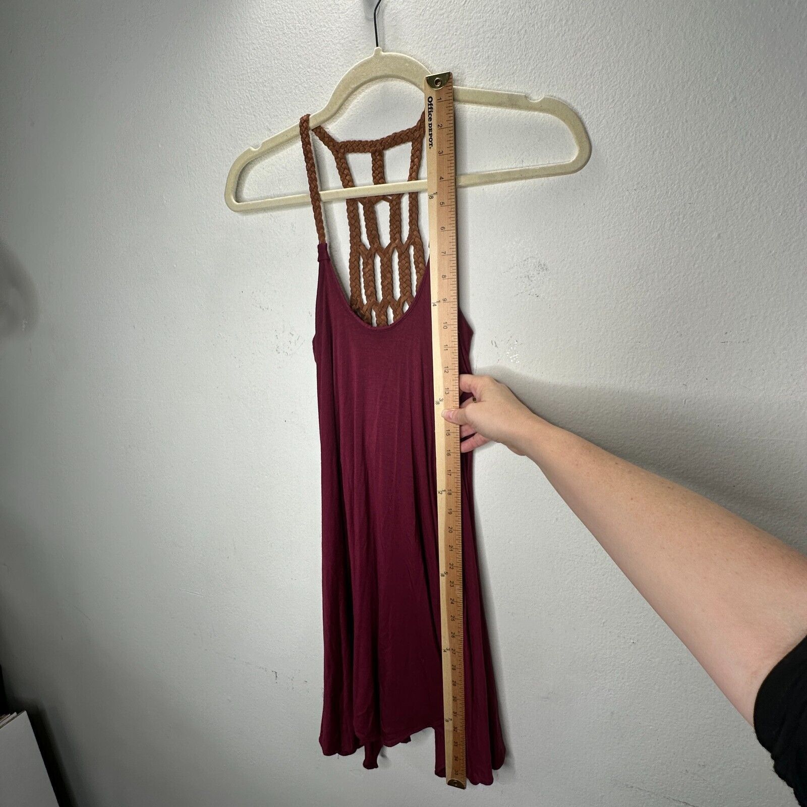 Other Sky Burgundy Scoop Neck Braided Leather Back Strap Dress XS Size XS / US 0-2 / IT 36-38 - 12 Thumbnail