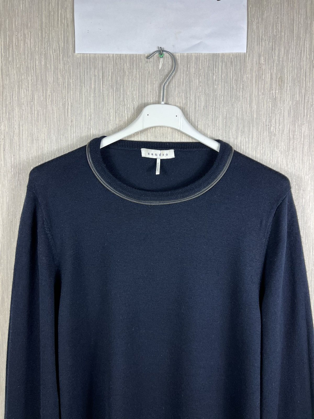 Sandro Archive Sandro Paris merino wool zipper neck sweater navy Size US L / EU 52-54 / 3 - 3 Thumbnail