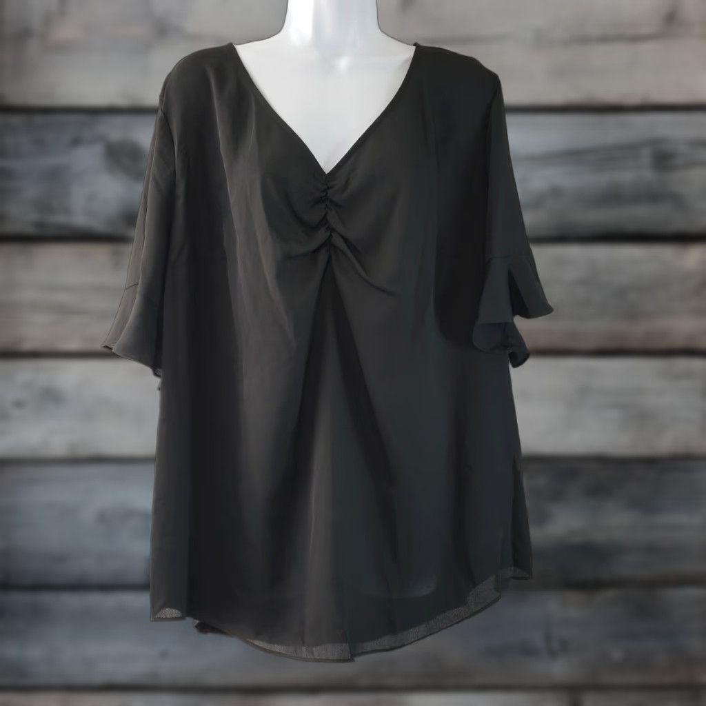 Vintage Fortune + Ivy Womens Top Sz 2XL Solid Black V-Neck ShirtAdults Womens 2XL Black V-Neck Solid Fortune + Ivy Size XXL / US 16-18 / IT 52-54 - 1 Thumbnail