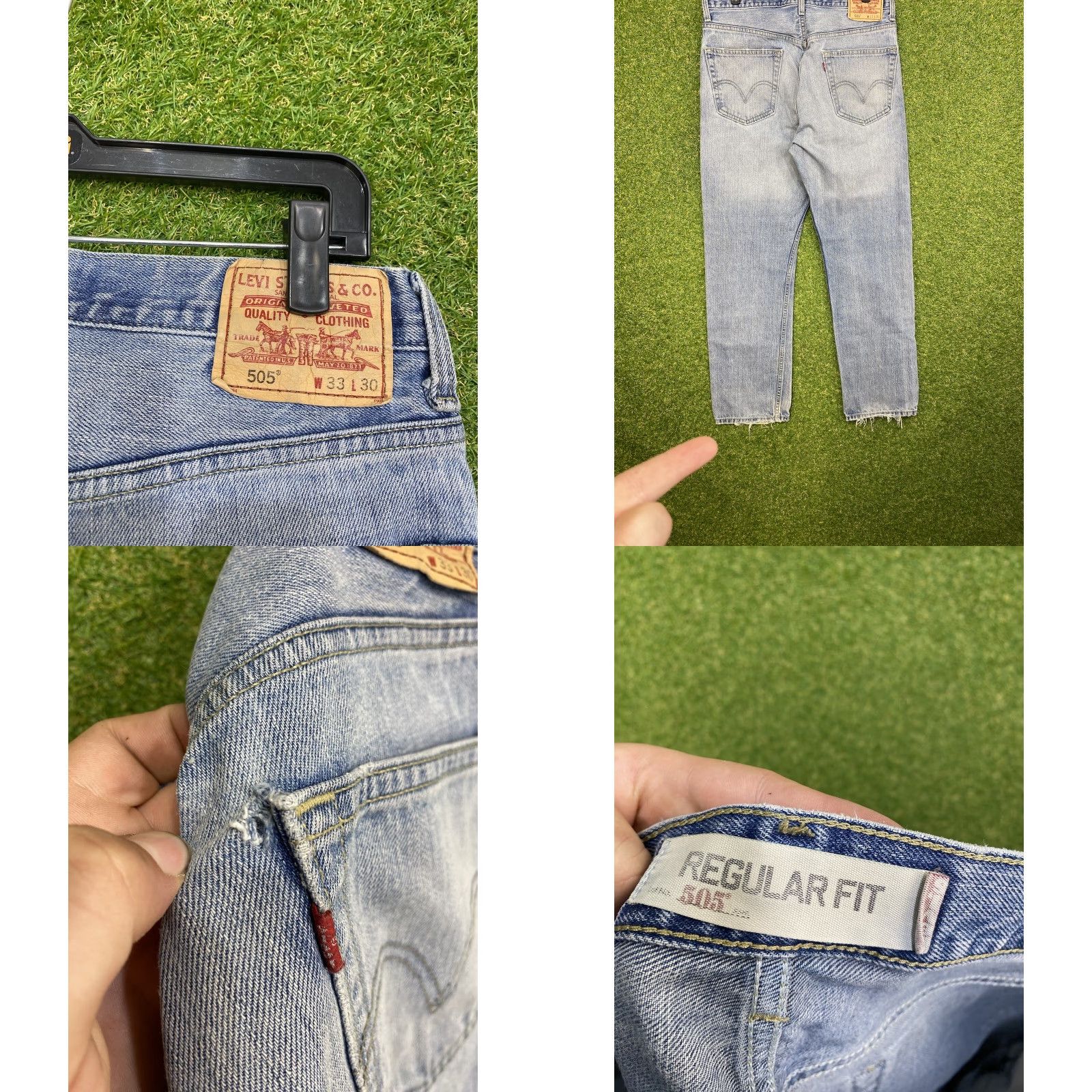 Levi's VINTAGE Levi's 505 Jeans Mens 33x30 Regular Fit Straight Leg Medium Wash Workwear Blue Cotton Denim Pants Regular Mens 33 30 Size US 33 - 9 Thumbnail