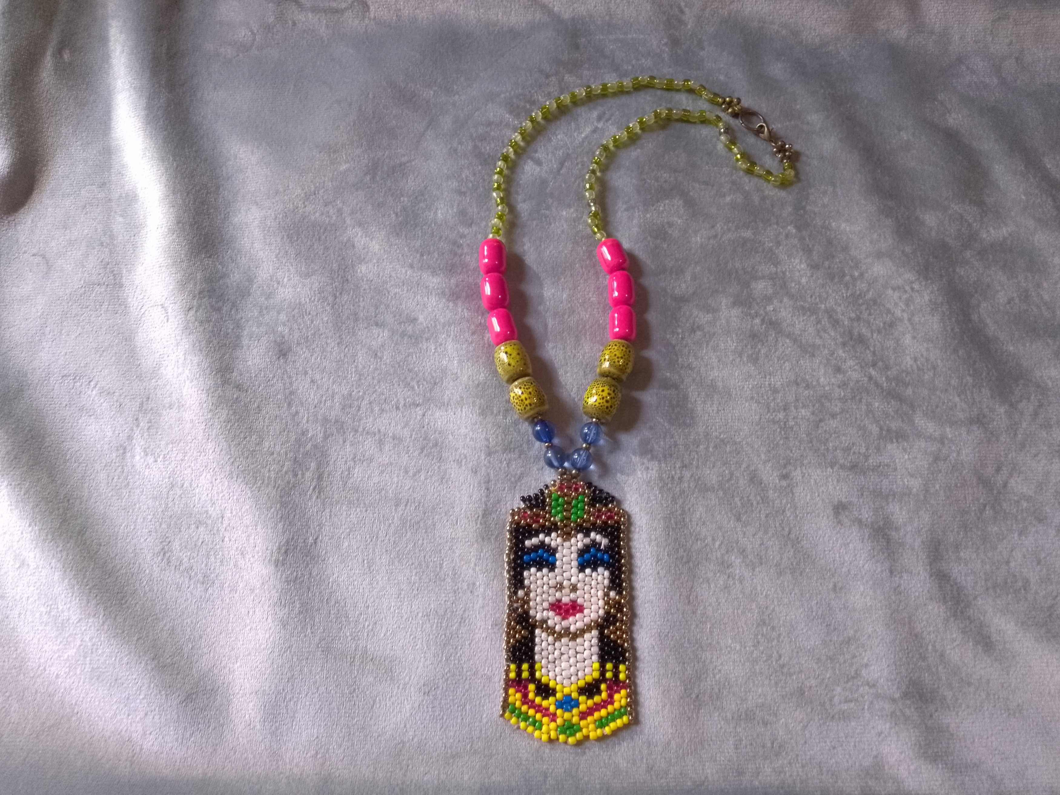 Handmade Necklace Long Ceramics Crystal Pendant Cleopatra Boho Size ONE SIZE - 3 Thumbnail