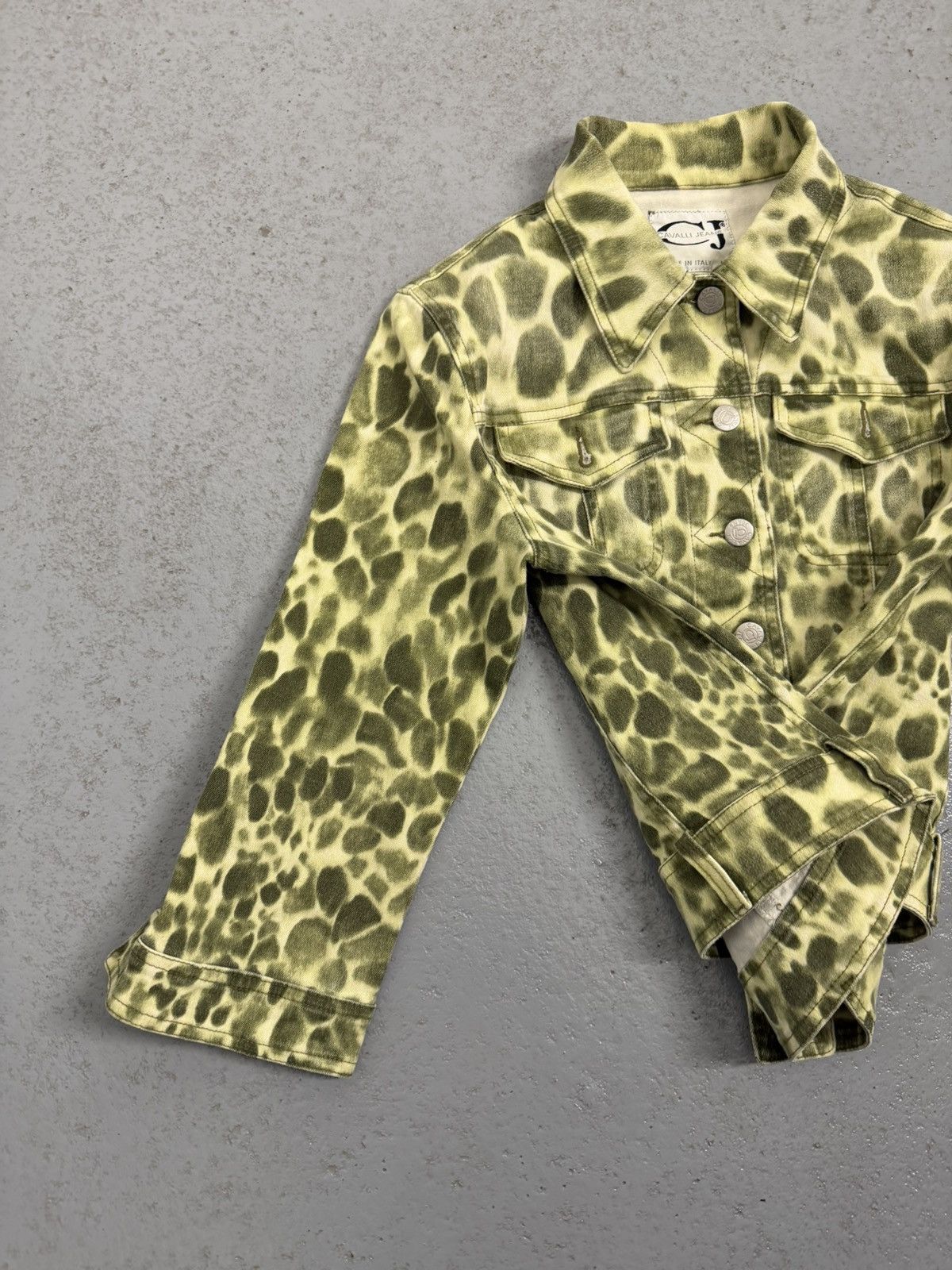 Just Cavalli Cavalli Jeans Green Leopard Overprinted Jacket Size M / US 6-8 / IT 42-44 - 7 Thumbnail