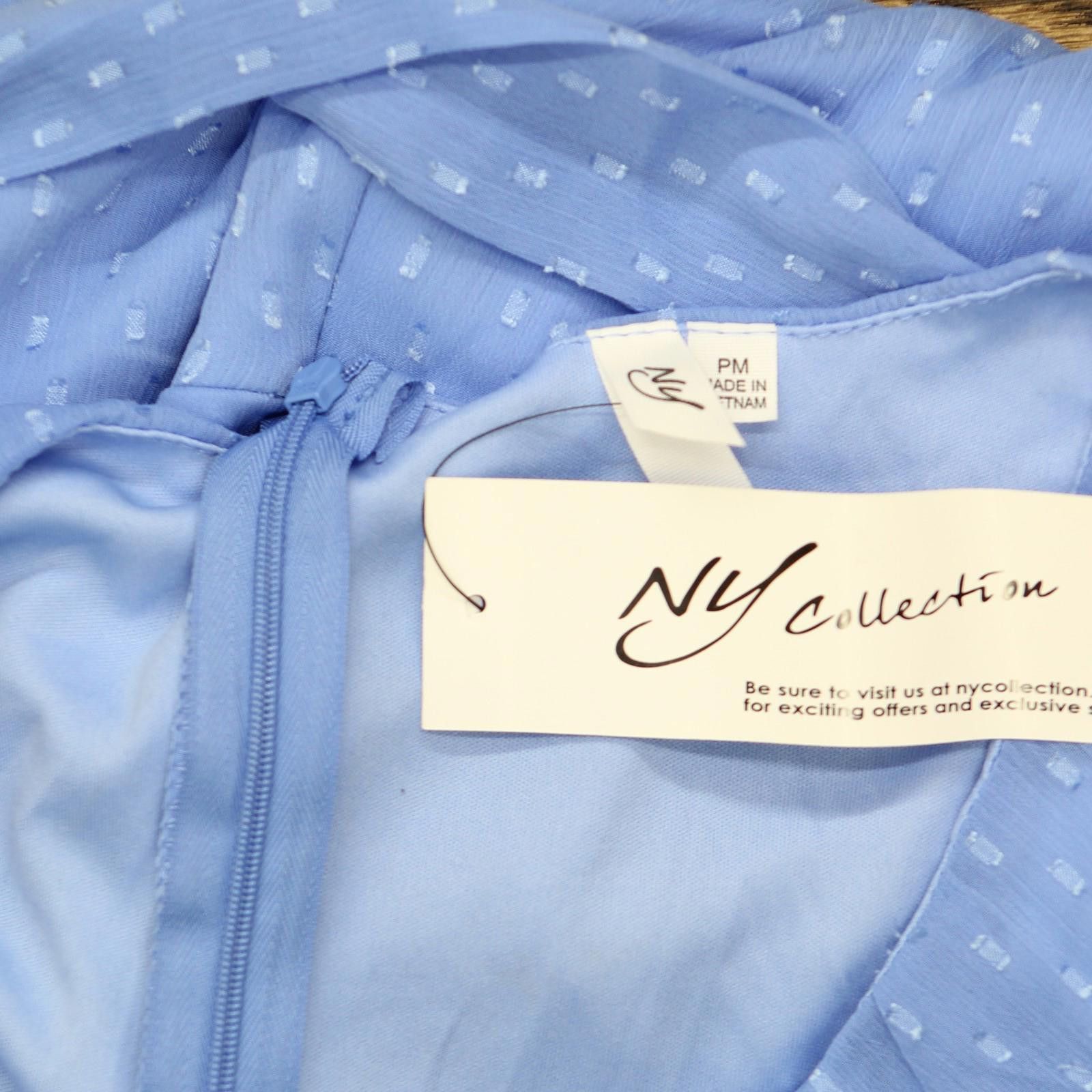 Designer Nwt Ny Collection Sleeve Belted Swiss Dot Dress Sky Blue Pm Size M / US 6-8 / IT 42-44 - 3 Thumbnail